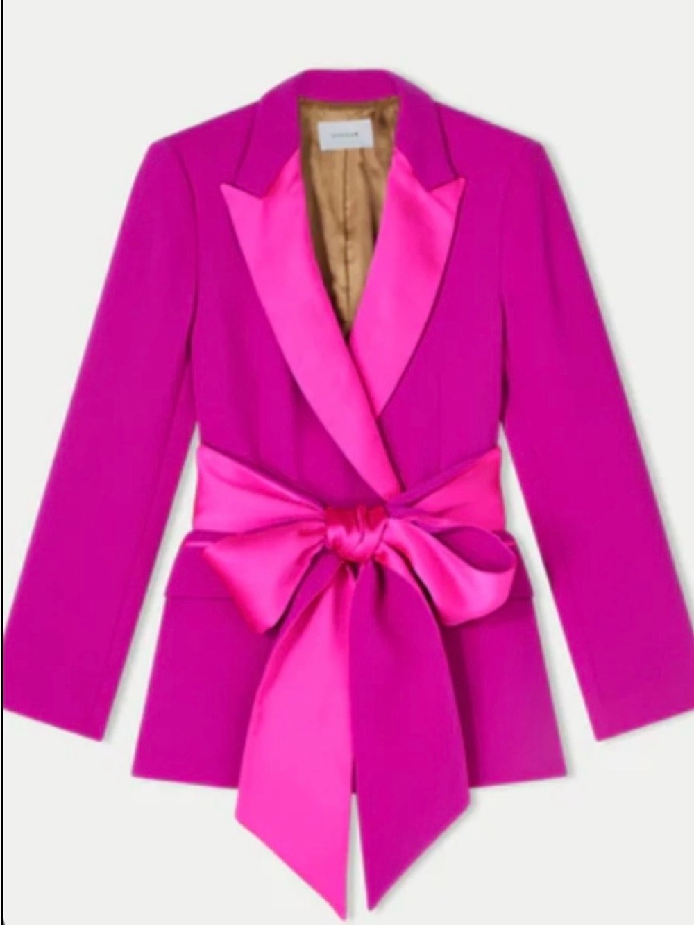 Fuchsia Satin-Trim Bow-Waist Blazer - Women